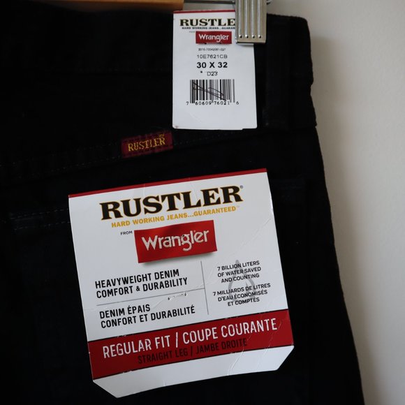 NWT Wrangler Rustler Black Straight Leg Jeans, Size 30 - Picture 2 of 15